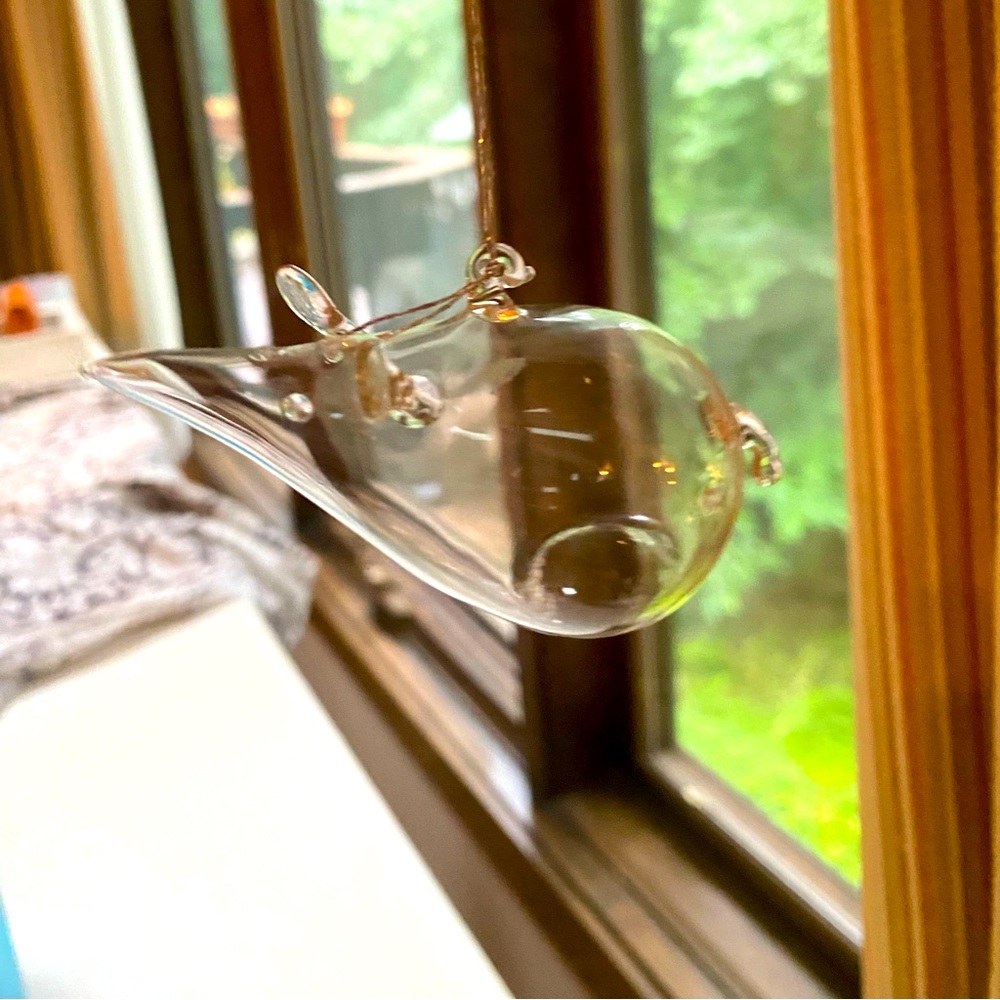 Vintage hand blown glass mouse ornament